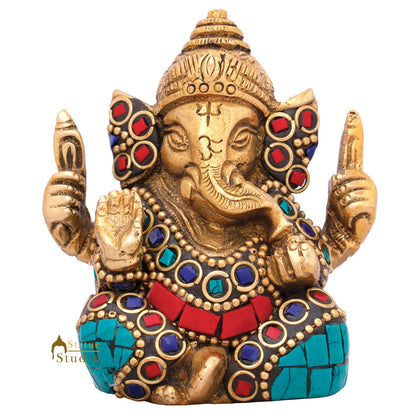 Small Lord Ganesha Corporate Wedding Diwali Décor Gift Mini Statue Inlay Idol 2" by vendor-unknown - Hindu Gods (View 3)