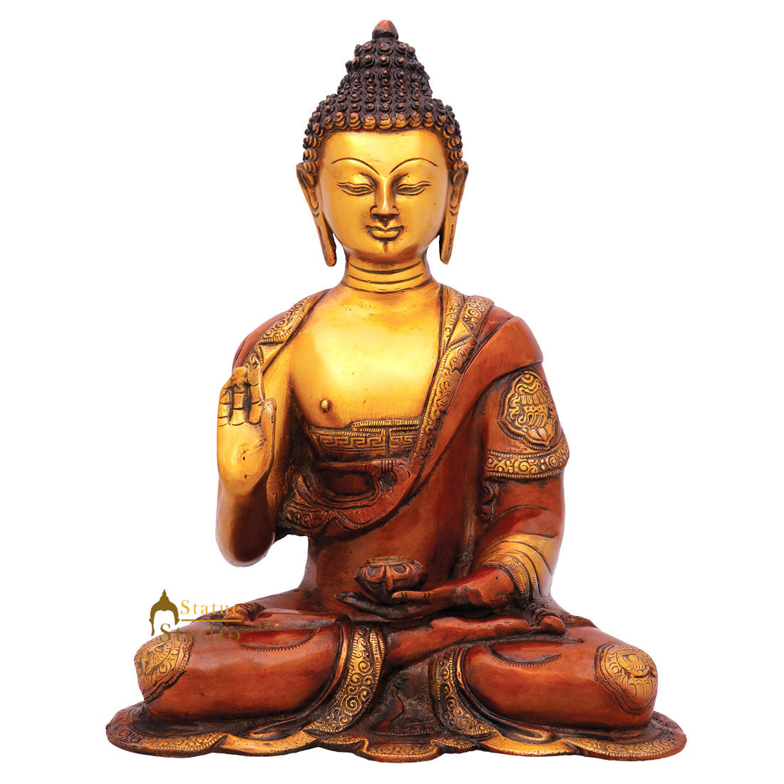 Antique Rare Blessing Home Décorative Sitting Buddha Statue Large Gift Idol 13" - Image 2