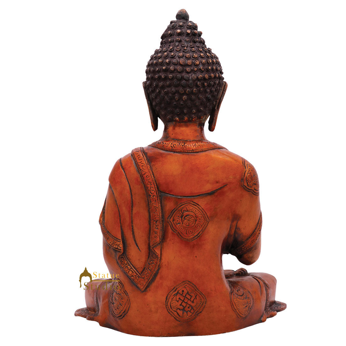 Antique Rare Blessing Home Décorative Sitting Buddha Statue Large Gift Idol 13"
