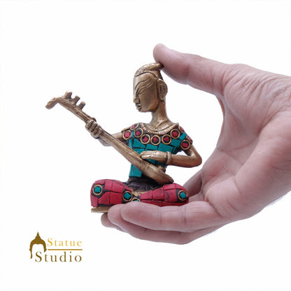 Brass Musical Band Set Home Office Décor Gift Statue 4 pcs Inlay Showpiece 4" by vendor-unknown - Decor (View 4)