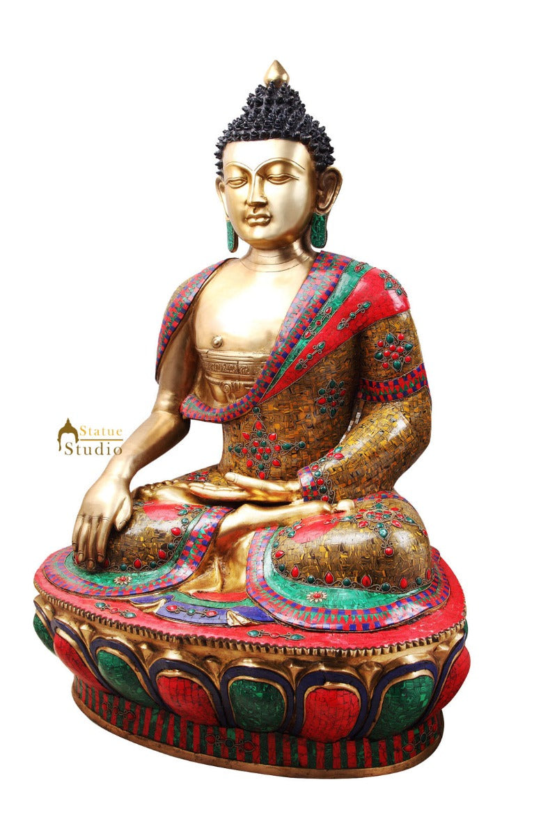 Large Size Home Garden Décor Big Buddha Inlay Statue 4 Feet Idol Masterpiece