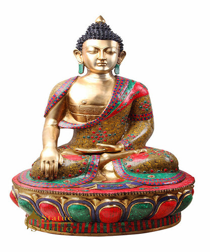 Large Size Home Garden Décor Big Buddha Inlay Statue 4 Feet Idol Masterpiece by vendor-unknown - Buddha