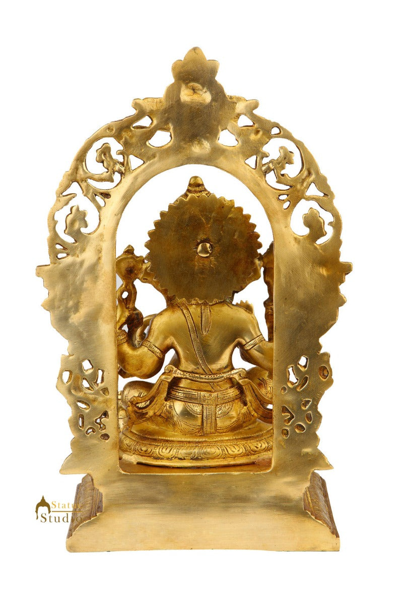 Brass Ganesha Statue With Temple Arch For Home Mandir Decor 16" - Image 6