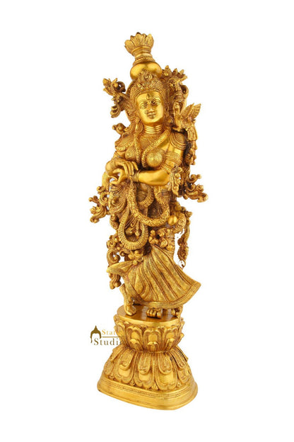 Brass Handicraft Standing Goddess Radha Statue Décor Showpiece Idol 29" by vendor-unknown - Hindu Gods (View 3)