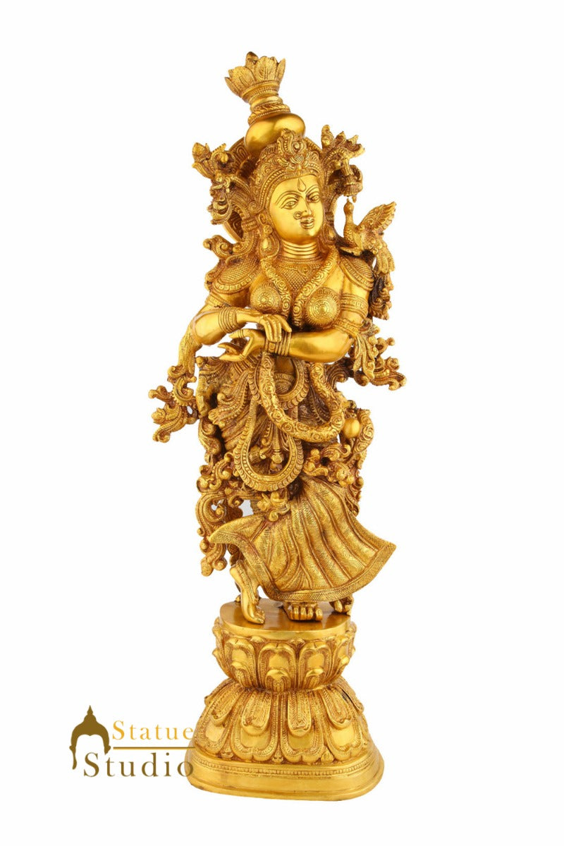 Brass Handicraft Standing Goddess Radha Statue Décor Showpiece Idol 29" - Image 2