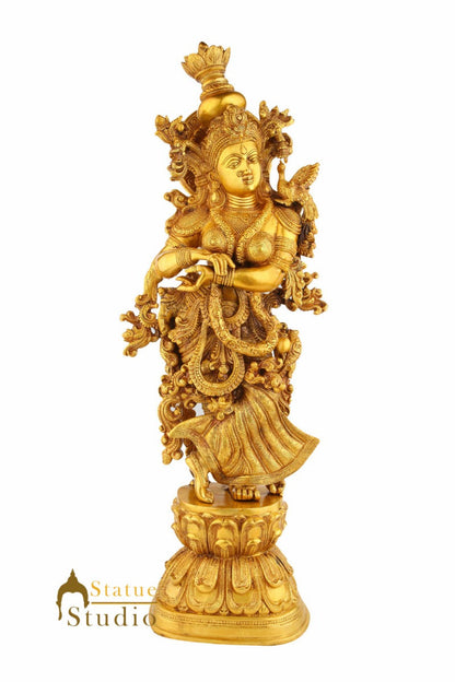 Brass Handicraft Standing Goddess Radha Statue Décor Showpiece Idol 29" by vendor-unknown - Hindu Gods (View 2)
