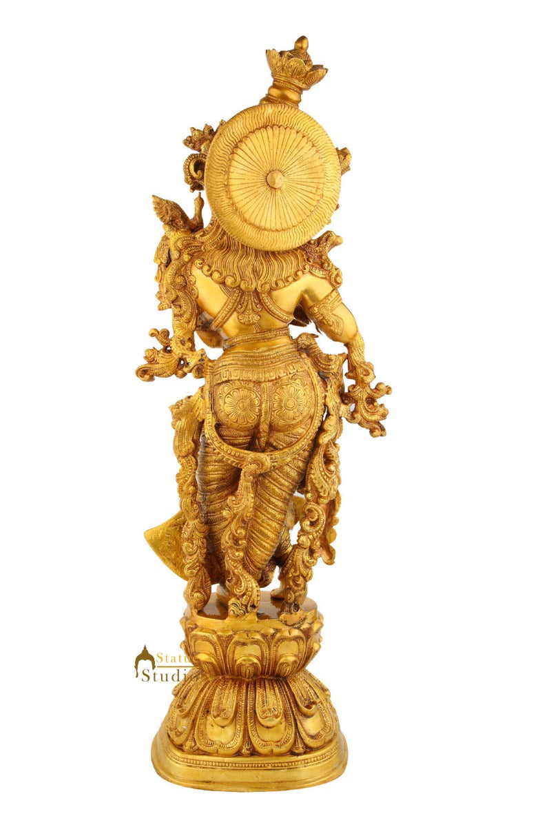 Brass Handicraft Standing Goddess Radha Statue Décor Showpiece Idol 29" - Image 4