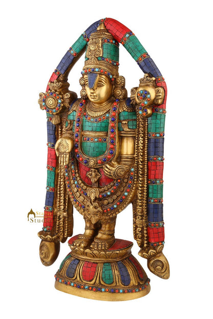 Indian Brass Tirupati Balaji Large Religious Home Décor Idol Inlay Statue 2 Feet by vendor-unknown - Hindu Gods (View 5)