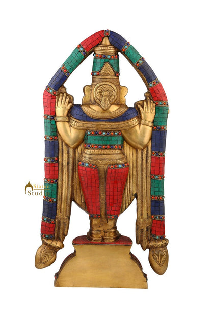 Indian Brass Tirupati Balaji Large Religious Home Décor Idol Inlay Statue 2 Feet by vendor-unknown - Hindu Gods (View 6)