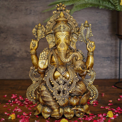 Brass Large Ganesha Idol For Home Temple Decor 2 Feet by vendor-unknown - Hindu Gods