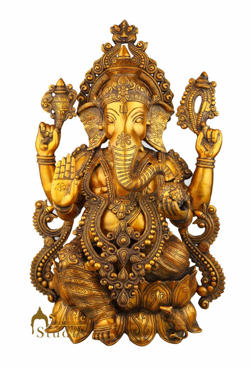 Brass Large Ganesha Idol For Home Temple Decor 2 Feet - Image 4