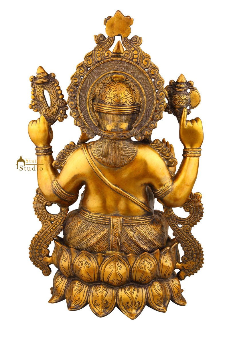 Brass Large Ganesha Idol For Home Temple Decor 2 Feet - Image 6