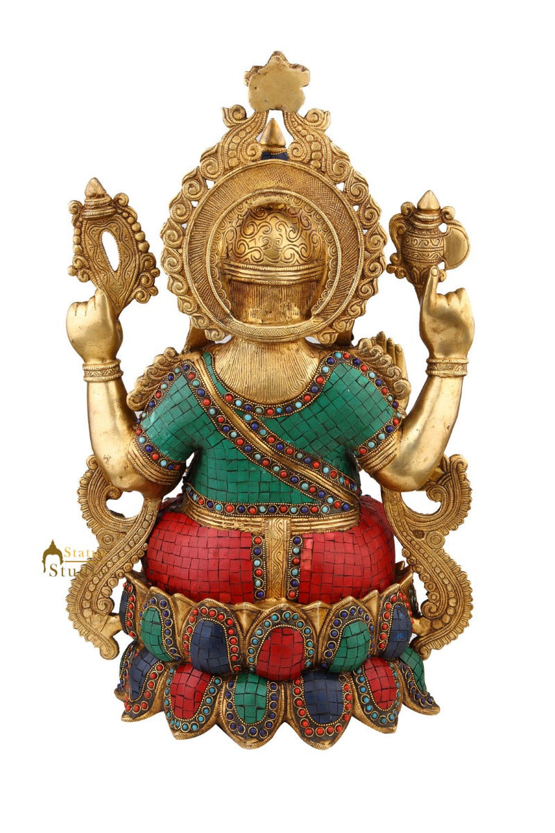 Indian Hindu Lord Ganesha Idol Large Size Ganpati Big Décor 2 Feet Inlay Statue - Image 4