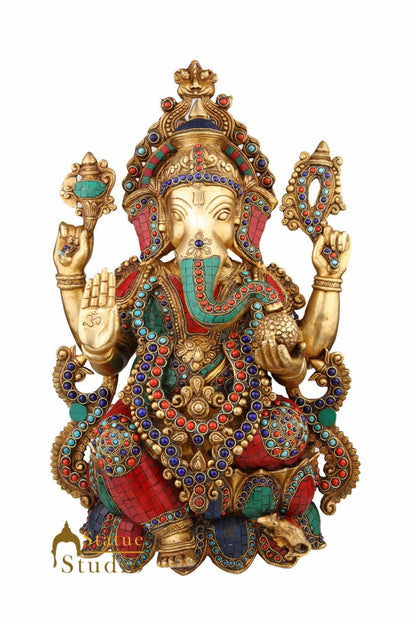 Indian Hindu Lord Ganesha Idol Large Size Ganpati Big Décor 2 Feet Inlay Statue by vendor-unknown - Hindu Gods (View 2)