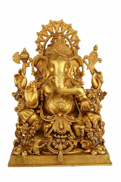 Brass Large Ganesha Statue Showpiece Lucky For Home Decor 2 Feet by vendor-unknown - Hindu Gods