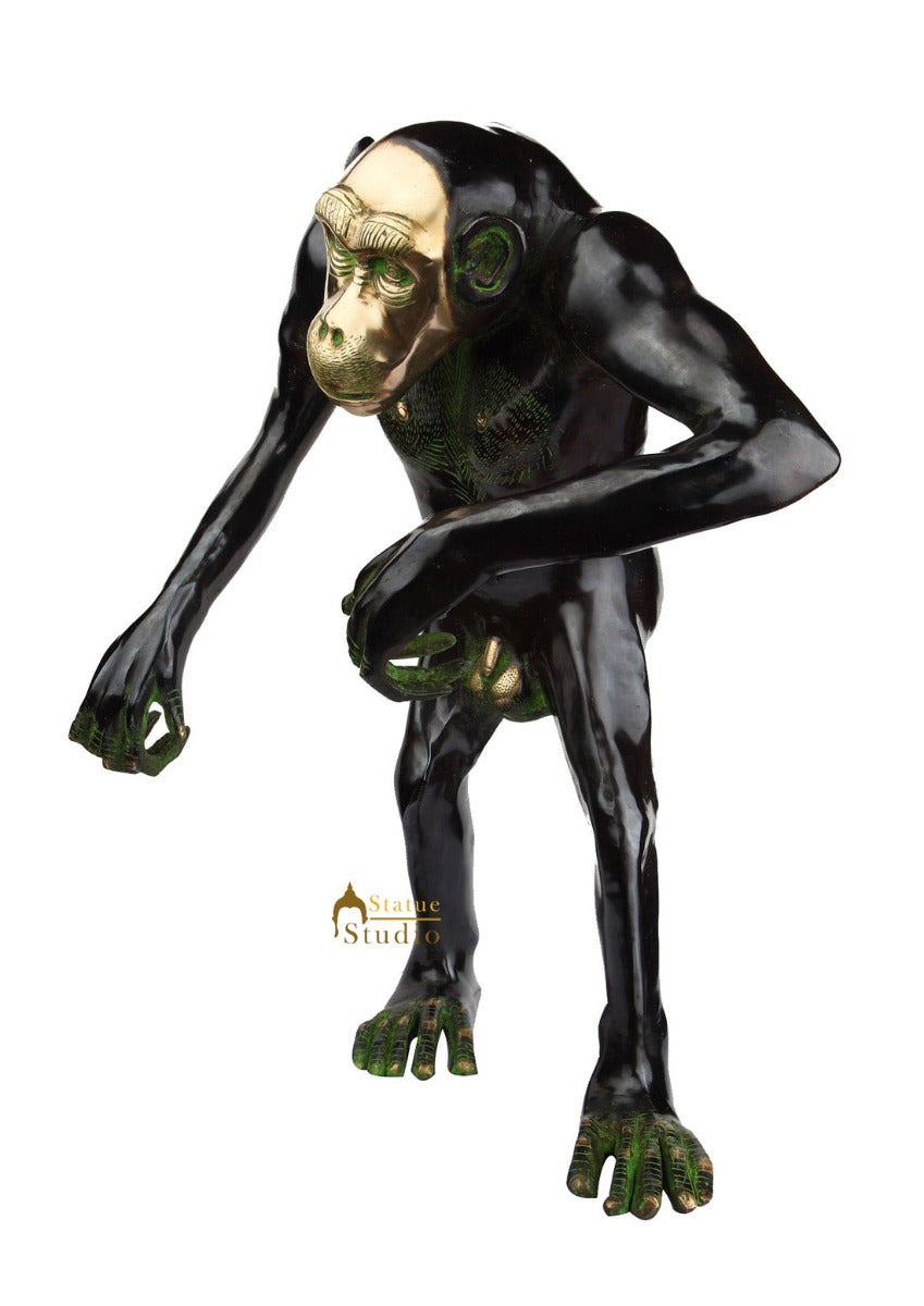 Brass Home Garden Indoor Outdoor Décor Monkey Large Statue Figure Sculpture 28"