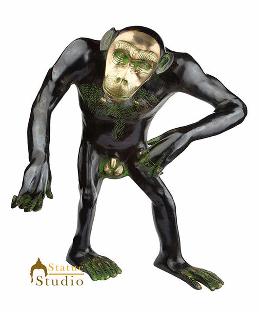 Brass Home Garden Indoor Outdoor Décor Monkey Large Statue Figure Sculpture 28"
