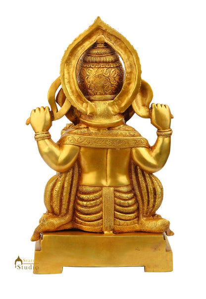 Brass Large Ganesha Idol Sitting On Pedestal Finely Crafted For Home Décor 1.5 Feet by vendor-unknown - Hindu Gods (View 4)