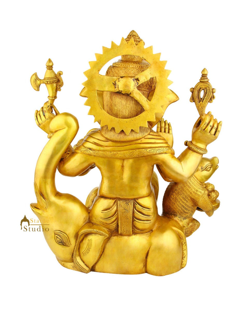 Indian Brass Ganesha Murti Ganpati Idol Religious Décor Large Statue 2 Feet - Image 4