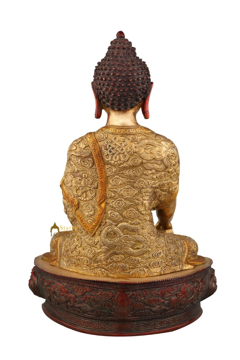 Metal Hand Crafted Life Story Carved Statue Buddha Fine Décor Gift Showpiece 12" - Image 4