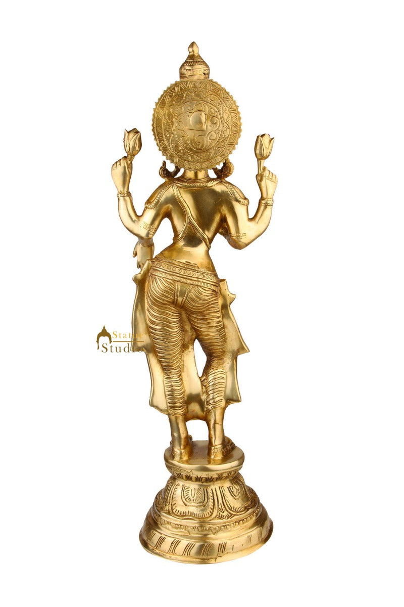 Indian Hindu Goddess OF Wealth Laxmi Lakshmi Standing Décor Statue Idol 22" - Image 4