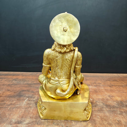 Brass Sitting Hanuman Statue For Home Temple Decor Showpiece 15 Inch by vendor-unknown - Hindu Gods (View 6)