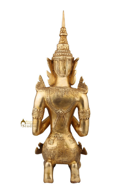 Indian Brass Chinese Look Welcome Décor Namaskar Lady Showpiece on Knees 22" by vendor-unknown - Decor (View 4)