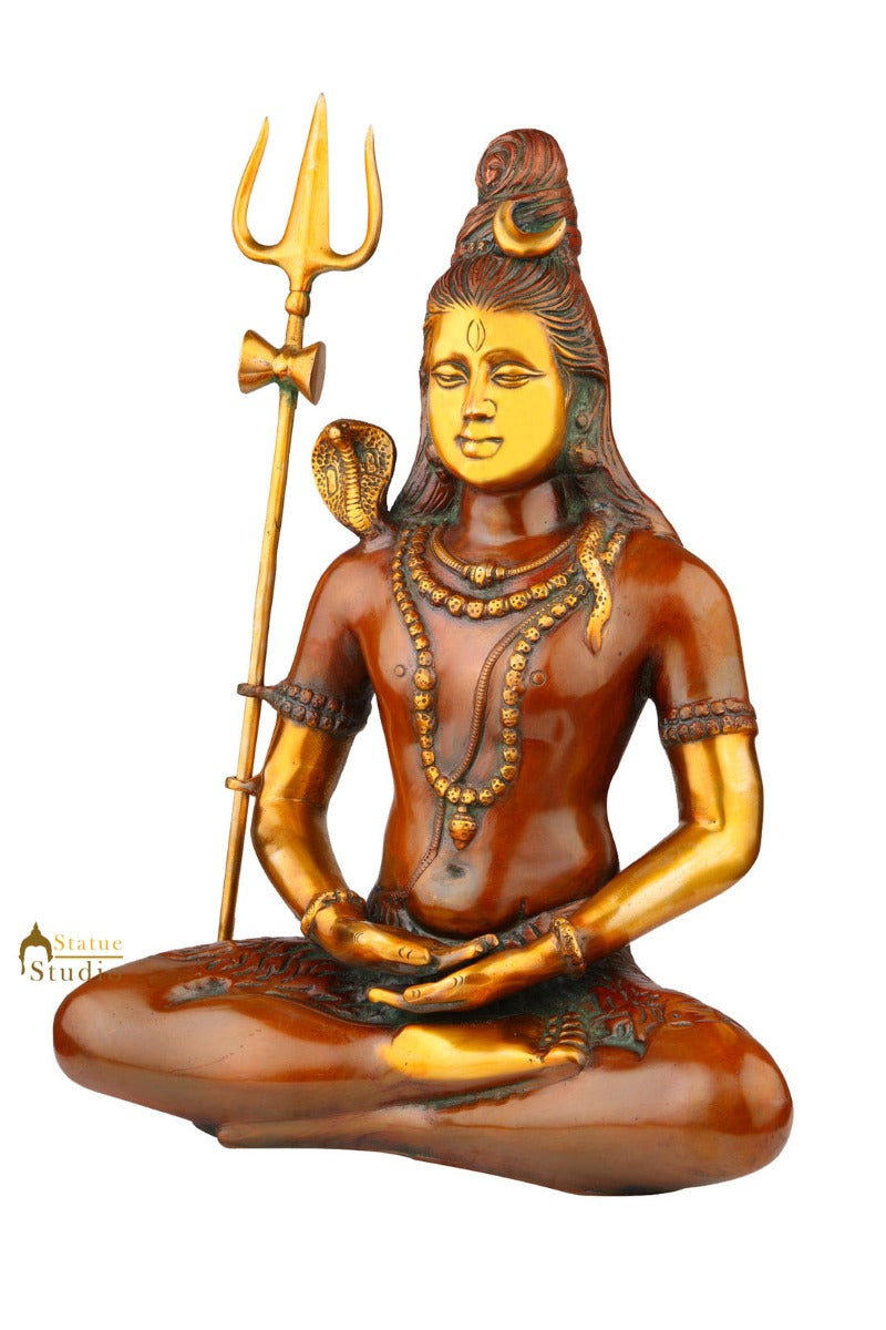 Indian Antique Hindu God Meditating Lord Shiva Shankar Statue Décor Idol 20" - Image 5