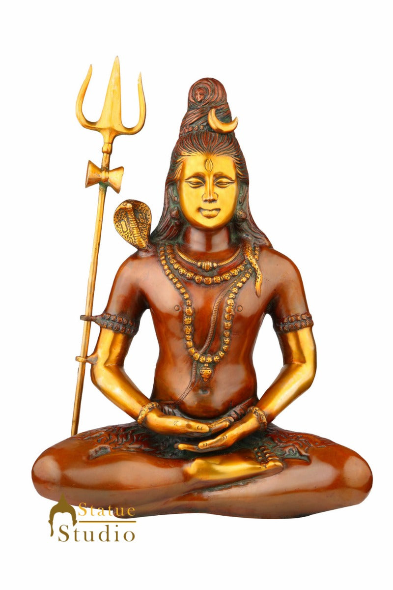 Indian Antique Hindu God Meditating Lord Shiva Shankar Statue Décor Idol 20" - Image 4