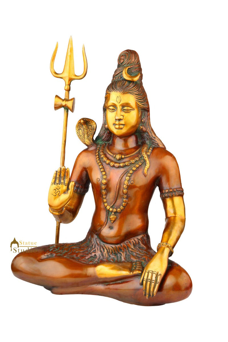 Indian Antique Hindu God Blessing Lord Shiva Shankar Statue Décor Idol 20" - Image 5