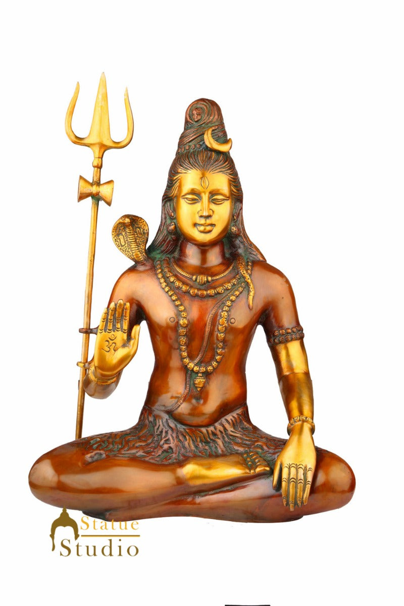 Indian Antique Hindu God Blessing Lord Shiva Shankar Statue Décor Idol 20" - Image 4