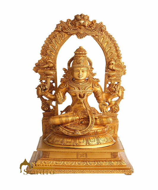 Vintage Brass Hindu Wealth Goddess Lakshmi Laxmi Religious Décor Idol Statue 15"