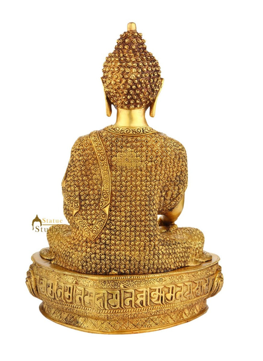 Exclusive Brass Buddhist Deity Buddha Masterpiece Statue Décor Gift Idol 17" - Image 4