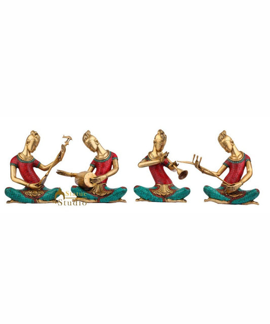 Large Size Brass Musical Band 4 pcs Home Indoor Décor Showpiece Figurine 13"