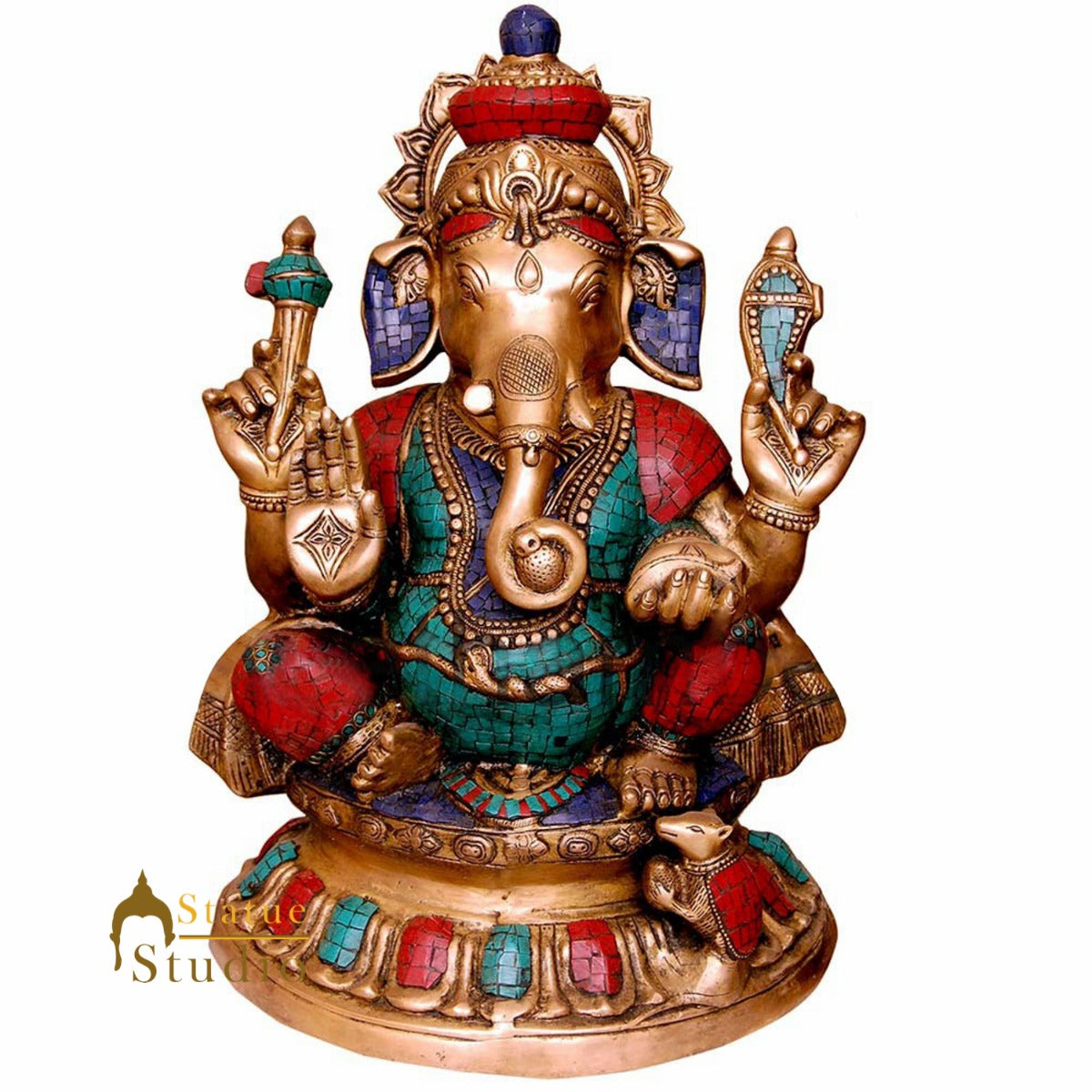 Indian Large Vinayak Lambodar Ganesh Ganpat Big Décor Idol Inlay Statue 2 Feet - Image 2