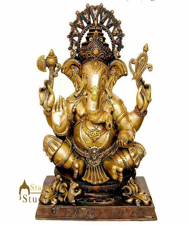 South Indian Style Bronze Ganesha Home Lucky Décor Ganpati Statue Idol 2 Feet - Eco-friendly - Sama Homes