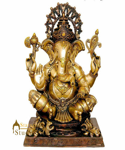South Indian Style Bronze Ganesha Home Lucky Décor Ganpati Statue Idol 2 Feet by vendor-unknown - Hindu Gods