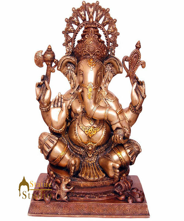 Brass Large South Indian Style Ganesha Idol Lucky For Home Decor 2 Feet - Image 2