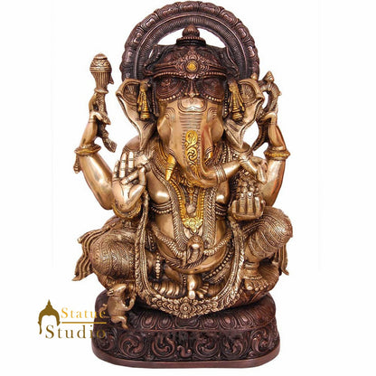 South Indian Style Bronze Ganesha Religious Lucky Décor Ganpati Statue Idol 19" by vendor-unknown - Hindu Gods (View 2)