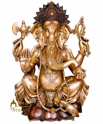 Large Size Ganesh Ganpat Home Décor Religious Inlay Idol Hindu God Statue 28" by vendor-unknown - Hindu Gods