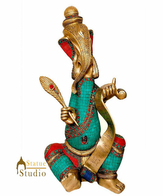 Rare Exclusive Large Size Reading Ganesha Ganpati Big Idol Décor Statue 2 Feet