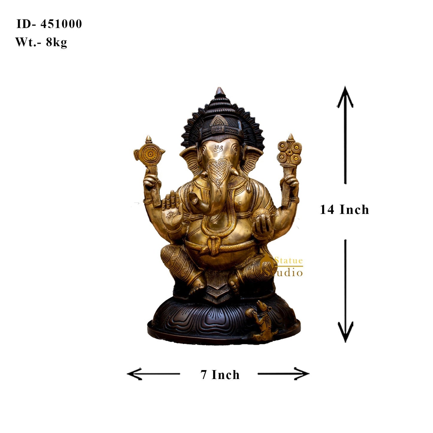 Brass South Indian Style Ganesha Statue Lucky For Home Decor 14"