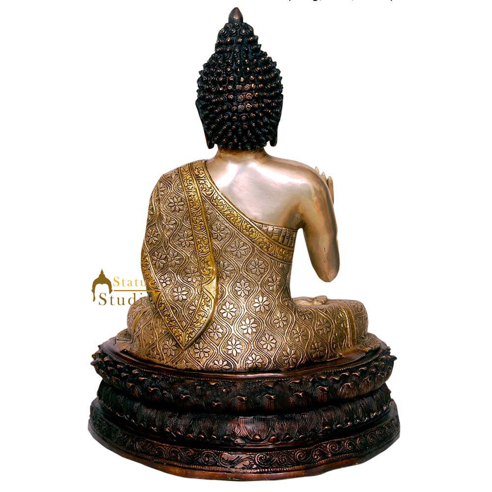 Brass Large Buddha Statue Finely Crafted For Home Decor Showpiece 20" - Image 5
