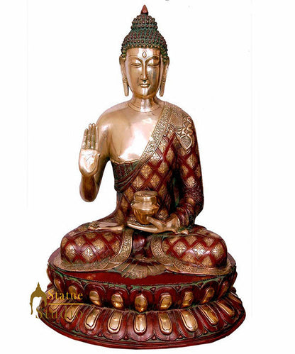 Antique Large Shakyamuni Blessing Buddha Masterpiece Statue Décor Gift Idol 2 Ft by vendor-unknown - Buddha