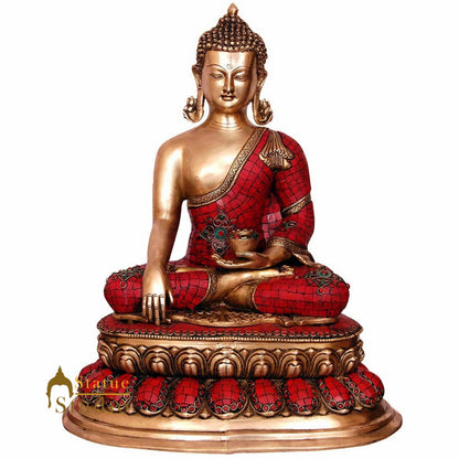 Large Home Office Room Décor Brass Buddha Inlay Statue Big Idol For Sale 22" by vendor-unknown - Buddha (View 2)
