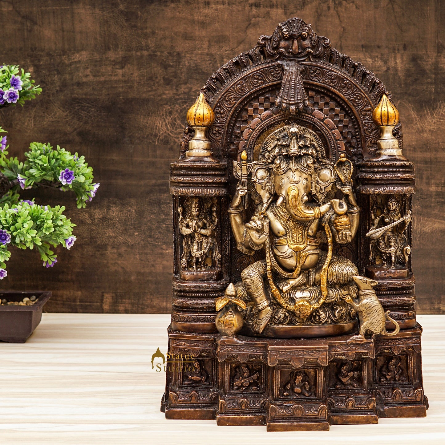 South Indian Antique Hindu God Ganesh Lucky Décor Gift Ganpat Murti Statue 19"