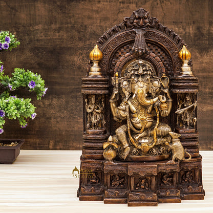 South Indian Antique Hindu God Ganesh Lucky Décor Gift Ganpat Murti Statue 19" by vendor-unknown - Hindu Gods