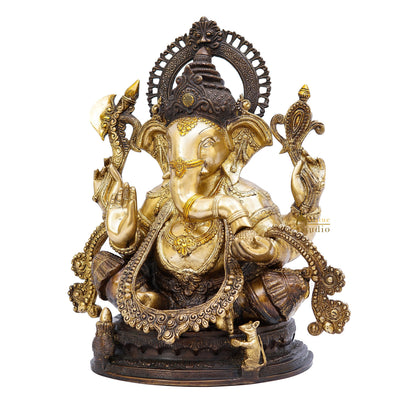 Brass Large South Indian Style Ganesha Statue Antique Finish Lucky for Home Decor 20" by vendor-unknown - Hindu Gods (View 3)