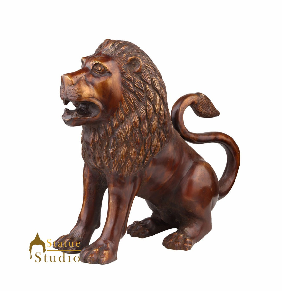 Indian Bronze Style Lion Home Garden Indoor Outdoor Décor Statue Showpiece 16" - Eco-friendly - Sama Homes