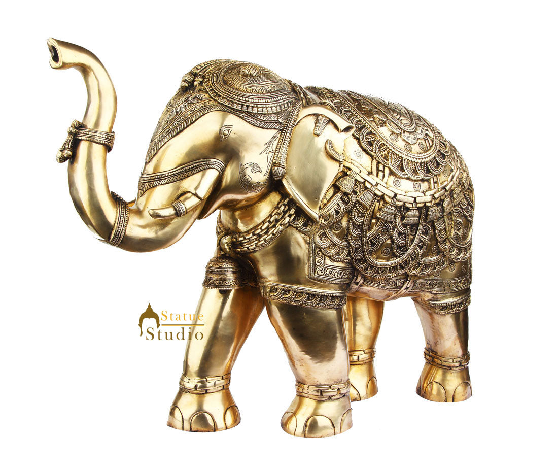 Brass Large Home Garden Indoor Outdoor Décor Elephant Statue Showpiece 22"
